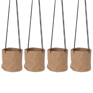 花・観葉植物用ポット クラフトペーパーポット ハンギング 16 T HANGING (4個入り) 56012 底穴なし ウォッシャブル・クラフトペーパーポット製 (代引き不可) ハンキング鉢カバー 吊るしタイ