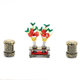 アウトレット品 雛人形 道具単品 雛道具2点セット 30号 黒塗り 弥生唐草 高さ14cm インテリア ディスプレイ 見切処分品