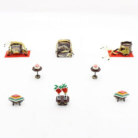 アウトレット品 雛人形 道具単品 雛道具6品セット 25号 ワイン色塗り 6点 (26a-ya-0443) インテリア ディスプレイ 見切処分品