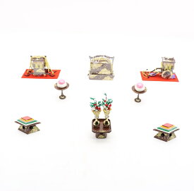 アウトレット品 雛人形 道具単品 雛道具6品セット 35号 茶塗り 6点 (26a-ya-0465) インテリア ディスプレイ 見切処分品