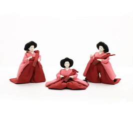 アウトレット品 雛人形 官女単品 三白 芥子 赤系衣裳 三人官女 (26a-ya-0609) インテリア ディスプレイ 見切処分品