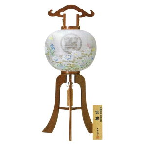 盆提灯 岐阜提灯 置き提灯 家紋入 行灯 11号 高雄けやき 高さ87cm (P33)(14306) 水雷球 電気コード式 初盆 新盆 お盆