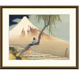 額絵 葛飾北斎 富士と笛吹童図 f8・f6・f4サイズ 日本の名画シリーズ Hokusai gk-a5-j2134(p114) (J2-134) (代引き不可) 日本画 インテリア