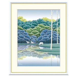 額絵 竹内凛子 湖畔黎明 f8・f6・f4サイズ 森と湖のある風景 Rinco gk-a5-j3d003(p56) (J3-D003) (代引き不可) 現代アート インテリア