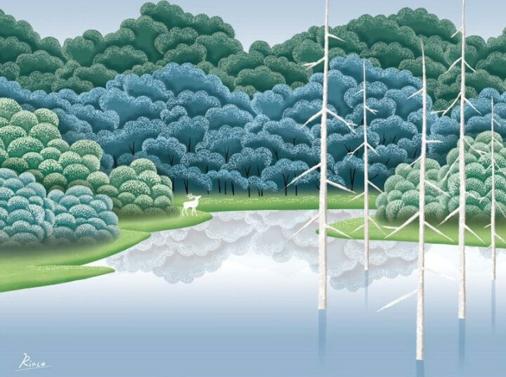 楽天市場】額絵 竹内凛子 湖畔深緑 f8・f6・f4サイズ 森と湖のある風景 