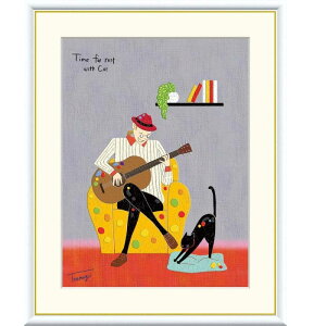 額絵 山田つむぎ 憩いの音楽 f8・f6・f4サイズ Time for rest 〜動物のいる暮らし〜 Tsugumi gk-a5-j3n004(p72) (J3-N004) (代引き不可) 現代アート インテリア