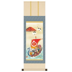 本格ミニ掛軸 現代日本画 干支 巳年 [迎寿巳年宝船] 北山歩生 新絹本 [KM3R2-155] 工芸美術画