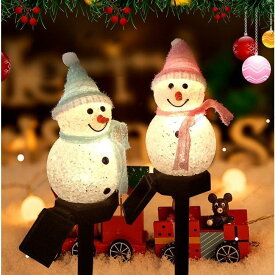 2本セットクリスマス飾りライトサンタクロースモチーフライトソーラー充電防水屋外置物ライト自動点灯プレゼントランダム(サンタさん)