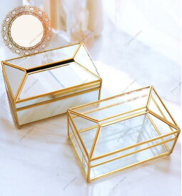 高級 ゴールド アンティーク調 上品 キラキラ 豪華 ゴージャス ホテル ガラス製 ボックス ティッシュケース