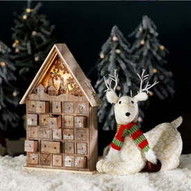 クリスマス アドベント カレンダー 木製 引き出し ledライト付き クリスマス 装飾 詰め替え可能 アドベント 25個引き出し クリスマスギフト2022