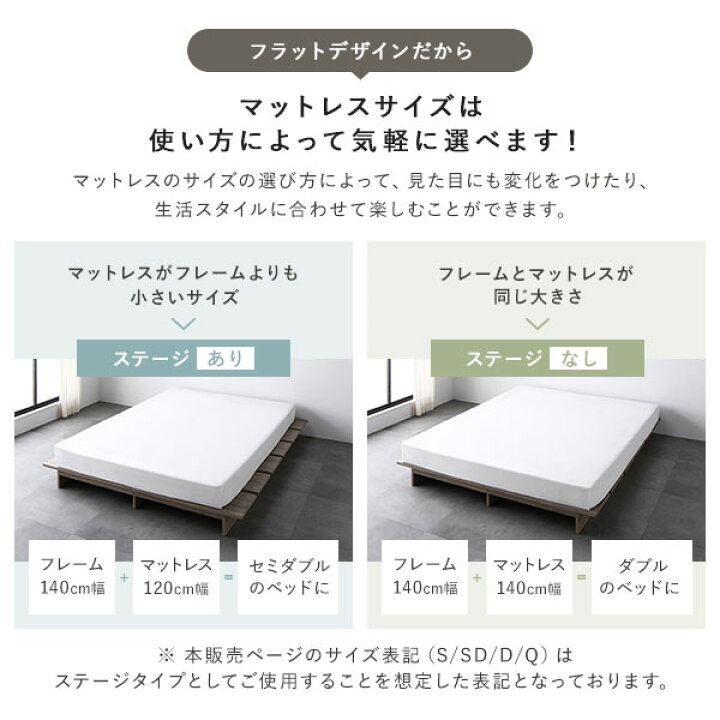 楽天市場】ステージベッド セミダブル ベッドフレームのみ グレージュ 