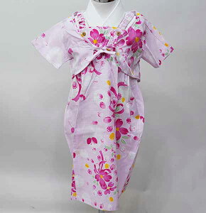 浴衣ドレス 女児 女の子 7歳〜8歳 7才〜8才 七歳〜八歳 七才〜八才 綿100% ピンク色 メール便可 新品(株)安田屋 NO41846