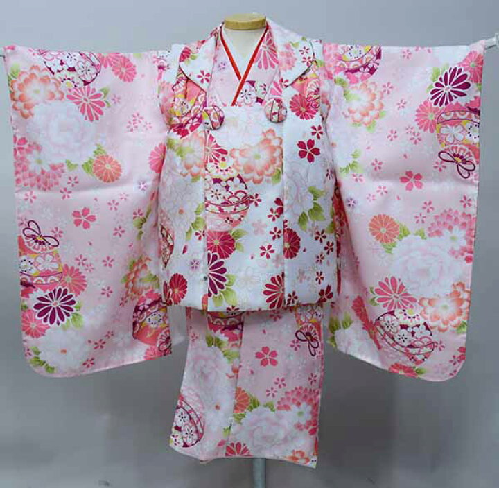 楽天市場】七五三 三歳 女児 被布着物フルセット 百花繚乱 白色×ピンク 