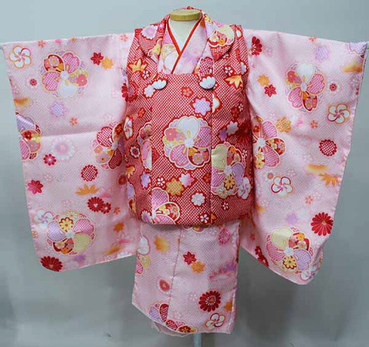 楽天市場】七五三 三歳 女児 被布着物フルセット 百花繚乱 赤色×ピンク 