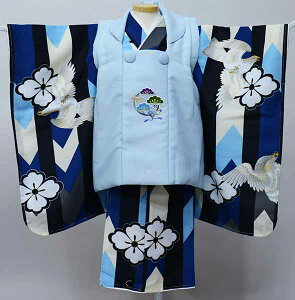 七五三 三歳 男児 被布着物セット 5点セット 紺色×水色 被布に刺繍入り 小町kids 祝着 三才 3歳 3才 男の子 新品(株)安田屋 NO41252