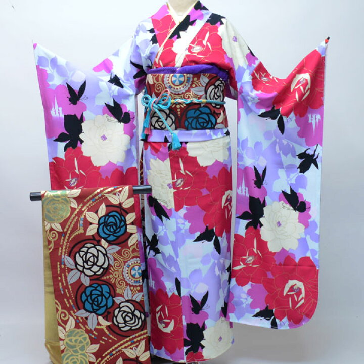 楽天市場】振袖・帯・襦袢3点セット 着物と帯：日本製 成人式 新品（株 