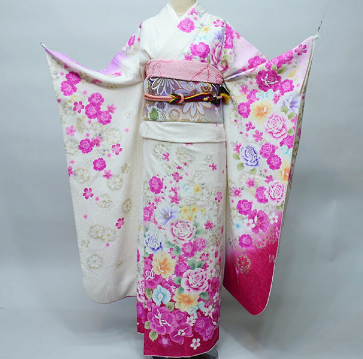 楽天市場】振袖 正絹 着物単品 仕立て上がり 百花繚乱 花刺繍 ラメ入り 