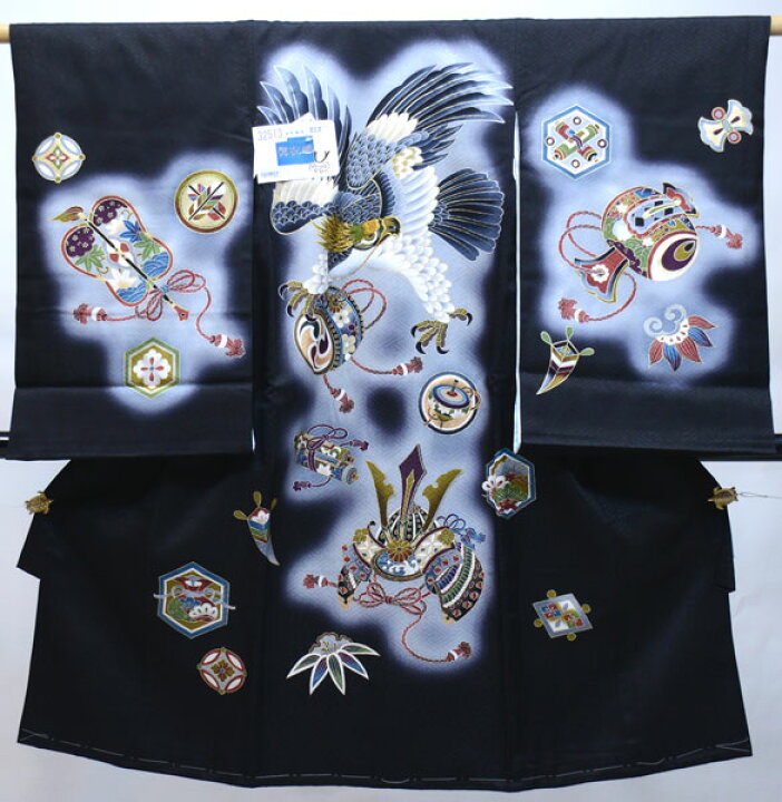 楽天市場】お宮参り産着 男児 正絹 のしめ 金刺繍 黒地 綸子地 祝着 