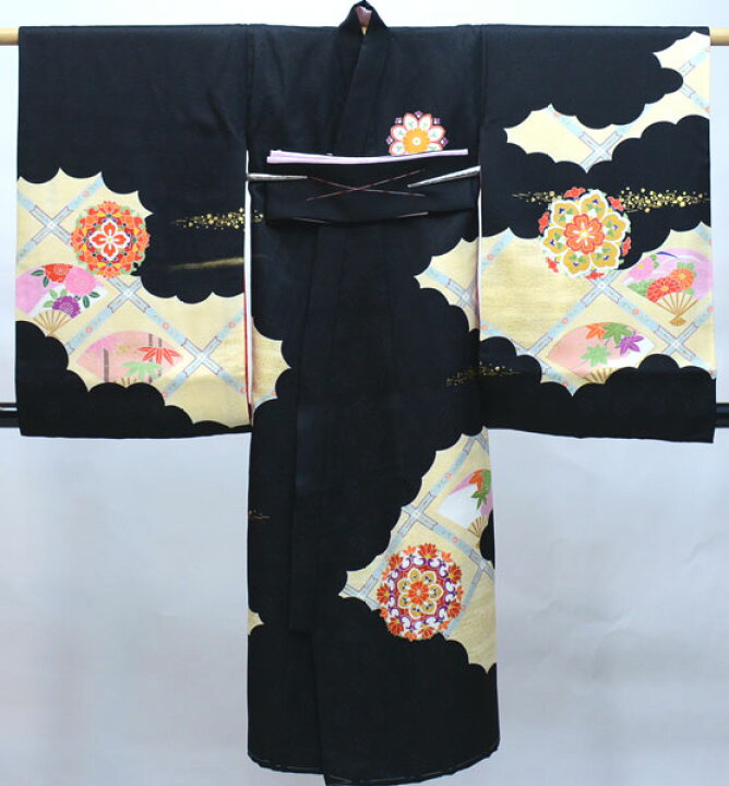 楽天市場】お宮参り 産着 女児 正絹 のしめ 金駒縫 黒地 綸子地 祝着 
