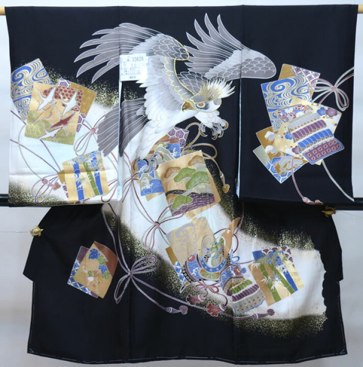 楽天市場】お宮参り 産着 男児 正絹 のしめ 豪華絢爛 金刺繍 黒地 羽二 