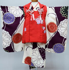 七五三 三歳 三才 女児 被布着物フルセット 染め加工日本 縫製と長襦袢は海外 女の子 3歳 3才 祝着 新品（株）安田屋 NO34342