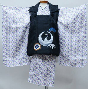 七五三 三歳 男児 被布着物セット 鶴 祝着 三才 3歳 3才 男の子 新品(株)安田屋 NO39242