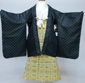 七五三 五歳 男児 羽織袴フルセット 着物 おりびと 黒地 ラメ入り 5歳 五才 5才 お仕立て無料 祝着 新品(株)安田屋 NO34417