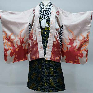 七五三 五歳 男児 男の子 五才 5歳 5才 羽織袴フルセット 羽織 袴 着物は市松模様柄 祝着 おりびと 紋袴 お仕立て無料 新品(株)安田屋 NO36180