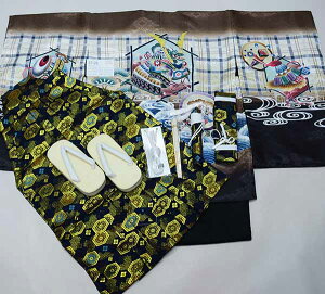 七五三 五歳 5歳 五才 5才 男児 男の子 羽織袴フルセット 着物 豪華絢爛 金刺繍 綸子地 茶×黒 兜 お仕立て無料 袴変更可能 祝着 新品(株)安田屋 NO37128