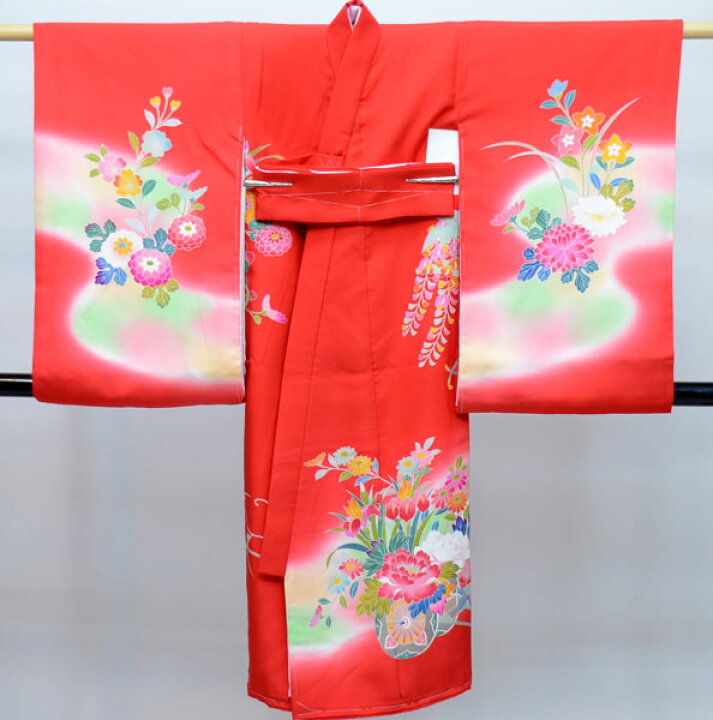 楽天市場】お宮参り産着 女児 女の子 正絹 のしめ 祝着 着物 一つ身 初 