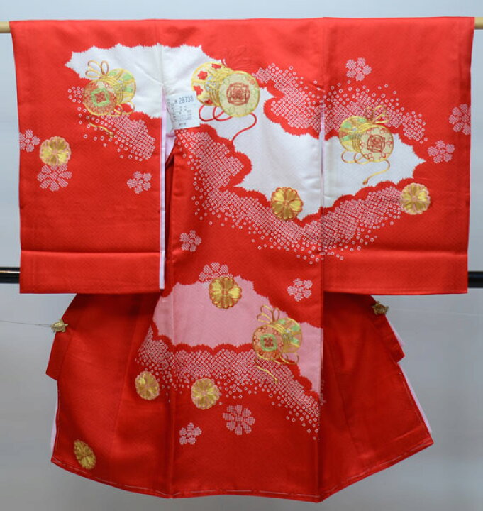楽天市場】お宮参り産着 女児 女の子 正絹 のしめ 金刺繍 赤色 祝着 