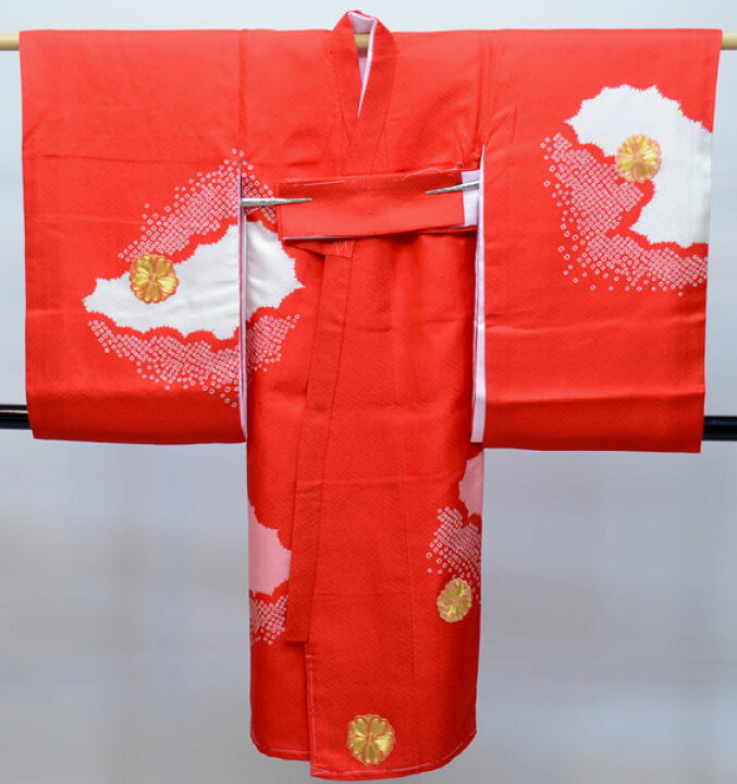 楽天市場】お宮参り産着 女児 女の子 正絹 のしめ 金刺繍 赤色 祝着 