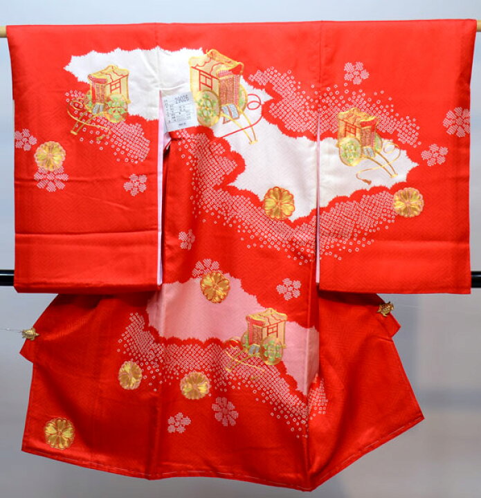 楽天市場】お宮参り産着 女児 女の子 正絹 のしめ 金刺繍 赤色 祝着 