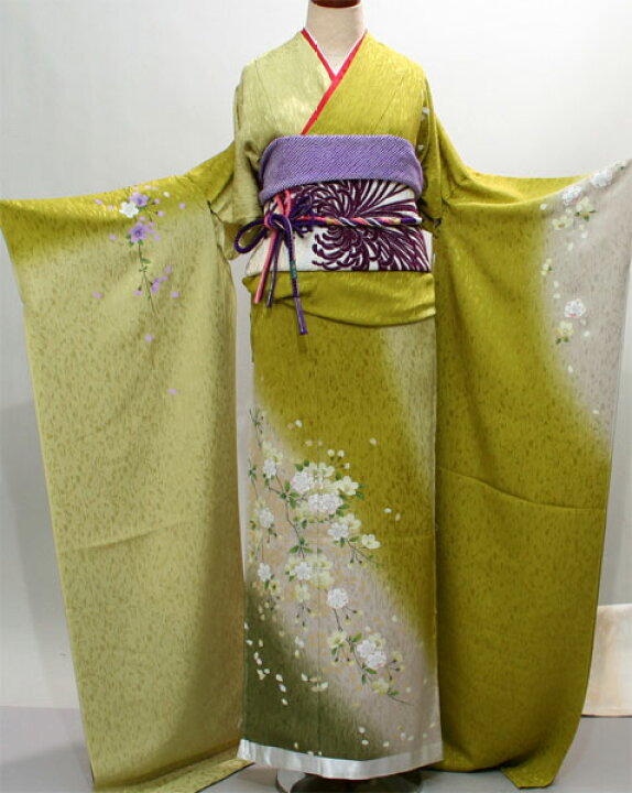 楽天市場】振袖 正絹 未仕立て オーダーメイド 緞子地 緑系 新品（株 