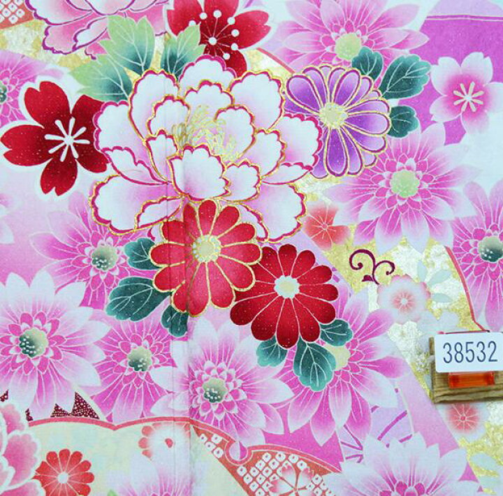 振袖 正絹 着物 単品 仕立て上がり 打ち抜け 百花繚乱 金駒縫 白×ピンク