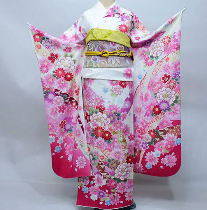 楽天市場】振袖 正絹 着物単品 仕立て上がり 百花繚乱 金駒刺繍 ラメ  