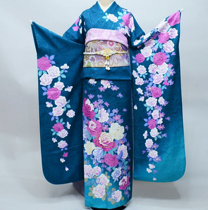 振袖 正絹 着物 単品 仕立て上がり 百花繚乱 ラメ 金駒縫 深い赤色 