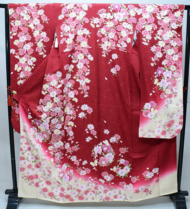 楽天市場】振袖 正絹 着物単品 仕立て上がり 百花繚乱 金刺繍 赤地 