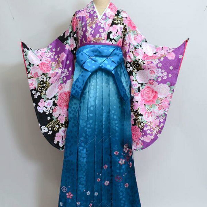 楽天市場】二尺袖 着物袴フルセット 百花繚乱 地模様刺繍入り袴 袴変更 