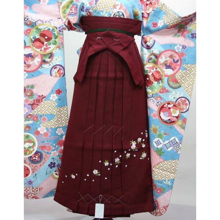 楽天市場】刺繍袴 単品 エンジ 袴下91cm 適合身長153-160cm 卒業式に 