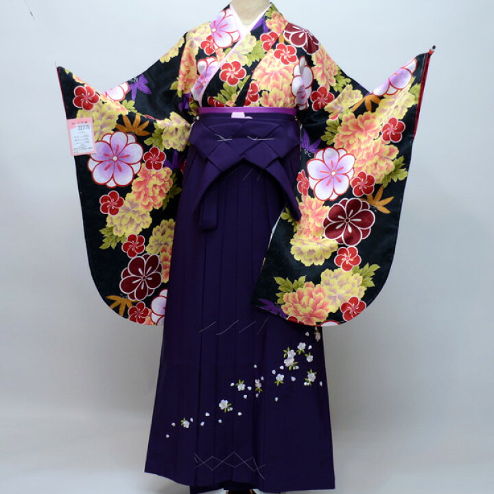 楽天市場】着物袴セット ジュニア用へ直し135cm〜143cm 豪華絢爛 黒地 