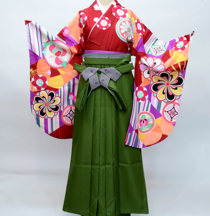 楽天市場】二尺袖着物袴フルセット From KYOTO 紐柄無地袴 着物丈は 