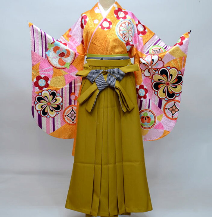 楽天市場】二尺袖着物袴フルセット From KYOTO 紐柄無地袴 着物丈は 
