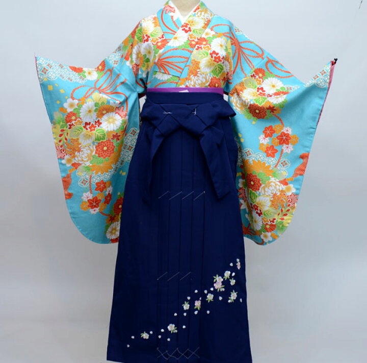 楽天市場】着物袴セット ジュニア用へ直し 144cm〜150cm 水色 豪華絢爛  