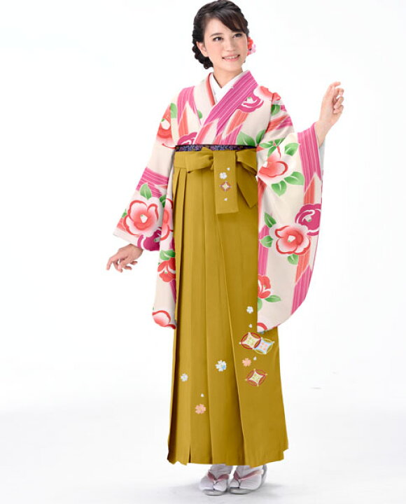 楽天市場】着物袴セット ジュニア用へ直し144cm〜150cm 白×ピンク 椿 