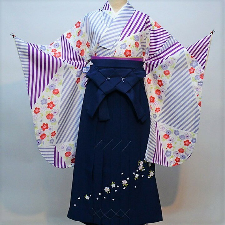 楽天市場】二尺袖 着物 袴フルセット 百花斉放 白地 袴変更可能 新品 