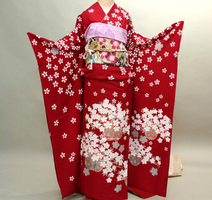 楽天市場】振袖 正絹 着物 未仕立て オーダーメイド 百花繚乱 赤色 