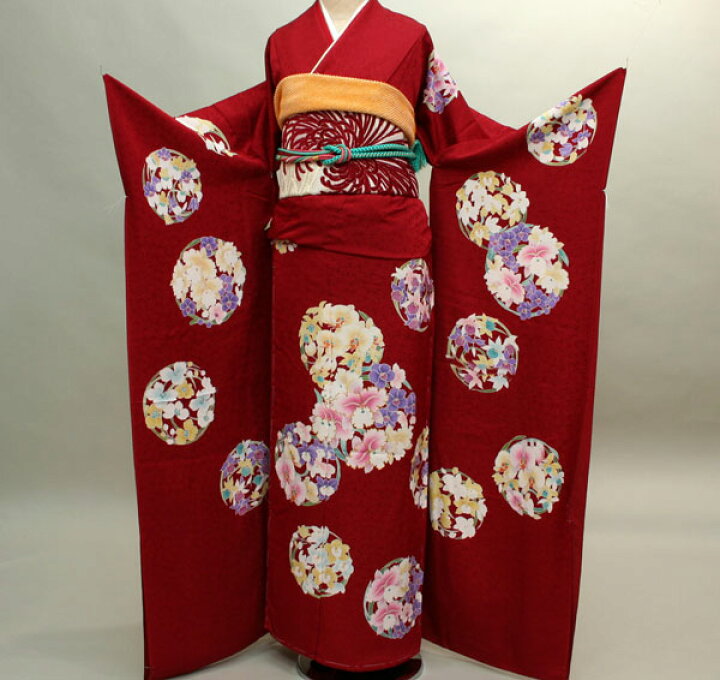 楽天市場】振袖 正絹 未仕立て オーダーメイド 百花繚乱 着物単品 赤色 