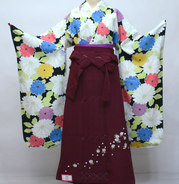二尺袖 袴フルセット 着物はショート丈 袴変更可能 卒業式 NO34030