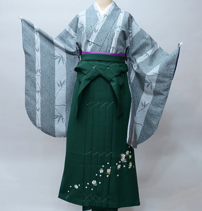 楽天市場】二尺袖 着物 袴フルセット 百花斉放 黒系 袴変更可能 着物丈 